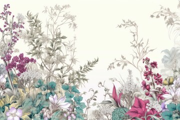 Solid toile wallpaper of flora at the beacj pattern drawing flower.
