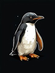 an AI Image Generator, Illustrated Portrait of a Emperor Penguin