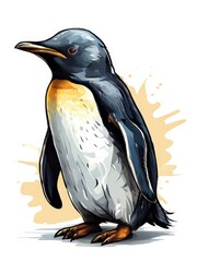 an AI Image Generator, Illustrated Portrait of a Emperor Penguin