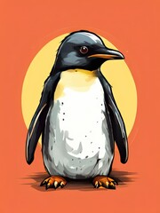an AI Image Generator, Illustrated Portrait of a Emperor Penguin
