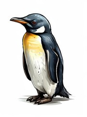 an AI Image Generator, Illustrated Portrait of a Emperor Penguin