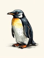 an AI Image Generator, Illustrated Portrait of a Emperor Penguin