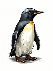 an AI Image Generator, Illustrated Portrait of a Emperor Penguin