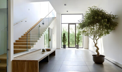 Modern House Interior with Staircase