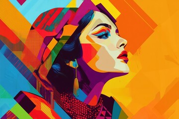 Naklejka premium Pop Art Portrait of Woman in Bold Design