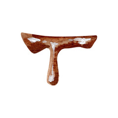 Watercolor hand drawn illustration delicious chocolate dripping ice cream or cake topping. National ice cream day. Can be used on fabrics and paper products and other.