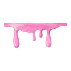 Watercolor hand drawn illustration delicious srtawberry dripping ice cream or cake topping. National ice cream day. Can be used on fabrics and paper products and other.