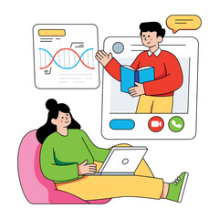 Trendy design illustration of online class 