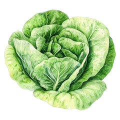 Cos lettuce watercolor vegetable botanical style