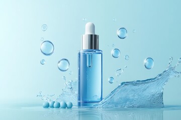 Hydration Technology Concept with Blue Molecule Background