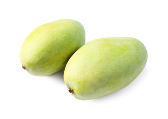 Two sweet fresh mangos isolated on white