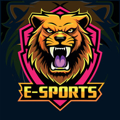 design logo illustration mascot character e sports  lion