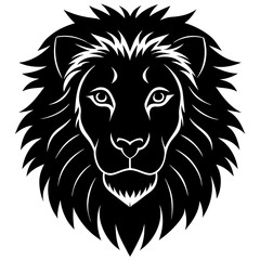 Obraz premium lion head silhouette on white background
