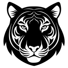 tiger head silhouette on white background