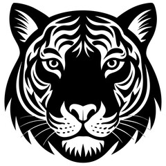 tiger head silhouette on white background