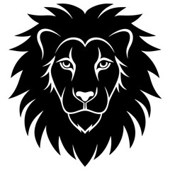 Fototapeta premium lion head silhouette on white background