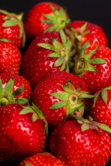 Close-up of ripe strawberries, a delicious and healthy fruit