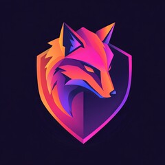 Fototapeta premium fox logo in tilted square style. wolf logo, cool and eye catching Fox logo icon vector, Shield fox logo illustration design