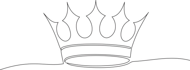 Continuous one line drawing of a royal crown with minimalist design and elegant single line contour, king crown vector, Continuous One line drawing of Crown. Representing monarchy with a basic crown.