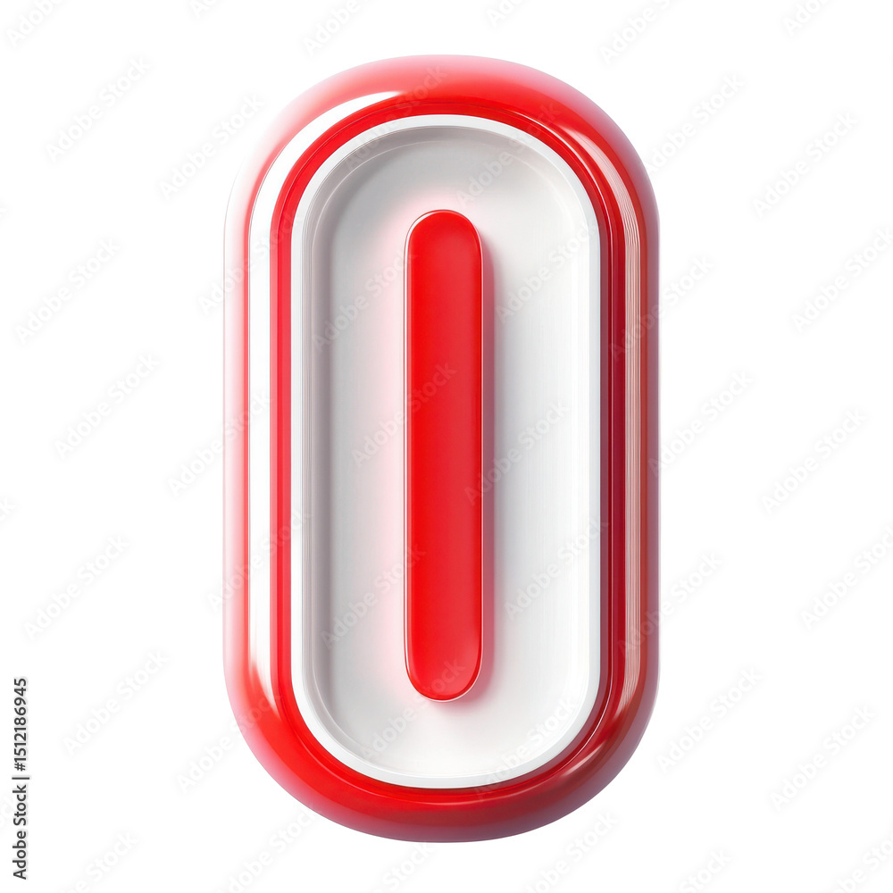 Poster isolated red and white rounded rectangular shape with a red stripe in the center on black background