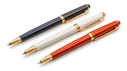 Fototapeta premium A high-resolution photo of a pen set, isolated on a clean white background with soft studio lighting