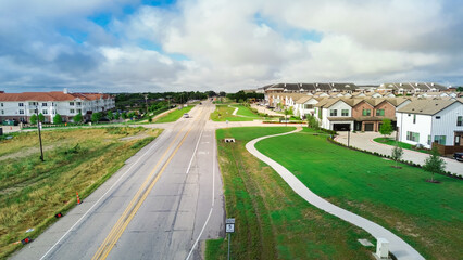 New construction two story houses for rent and senior living, retirement community apartment homes complex along Greenville Drive in McKinney Medical District, multi-use healthcare facilities, TX