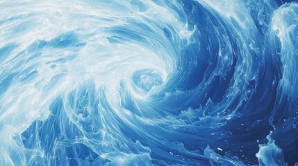 A swirling vortex of icy blue water