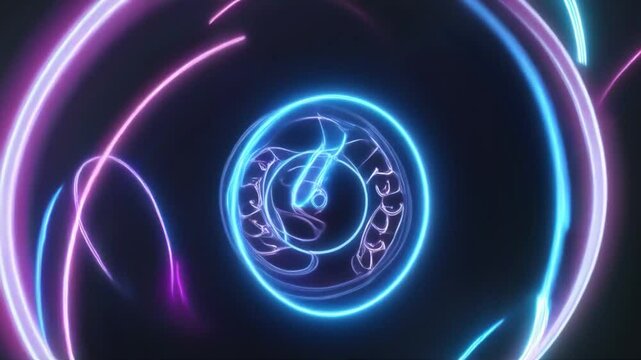 "Futuristic Spinning Neon Circles