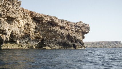 Mediterranean  coastline in a Anchor Bay near Popeye Village entertainment complex in the Malta