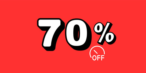 Title: Sale Off promotion set made of numbers. Vector Illustration 70% percent with red background

