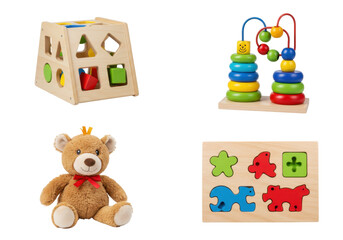 Fototapeta premium Wooden toys for toddlers collection