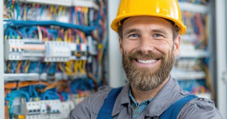 Professional Maintenance Team Ready for Business: Skilled Electrician. High quality