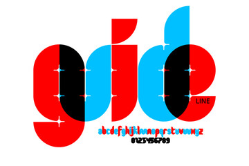 guide. Lowercase font, alphabet letters and numbers vector illustration © piai