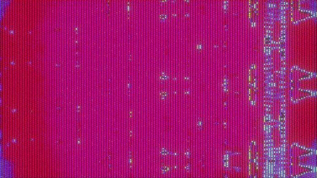 4K Abstract glitch strips with vertical magenta bands, pixel noise and CRT scanlines, digital distortion and video artifacts for motion graphics overlay, screen mode, cyberpunk tech aesthetic