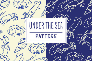 Seafood seamless pattern hand drawn vector illustration