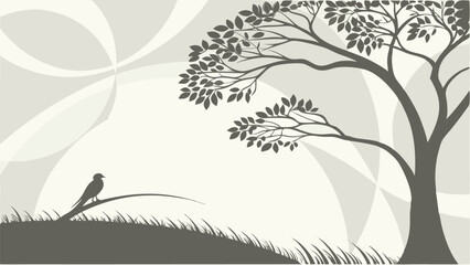 vector illustration of a tree with birds