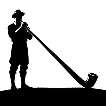 Swiss Alphorn Player Clipart SVG