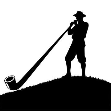 Swiss Alphorn Player Clipart SVG