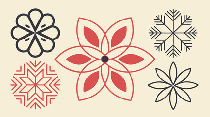 set of floral elements