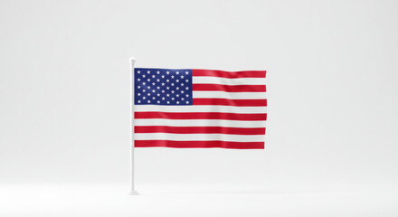 Fototapeta premium American flag waving on a pole against a neutral background 