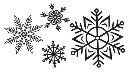 set of black and white snowflakes