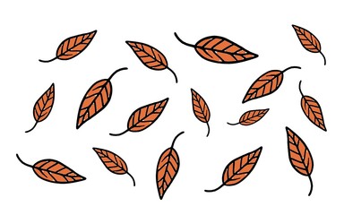 autumn leaves seamless pattern. Autumn Leaf Pattern: A simple yet charming pattern of hand-drawn leaves in various fall colors, perfect for seasonal designs or backgrounds.