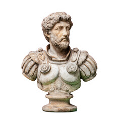 Obraz premium Ancient Roman Emperor Statue: A meticulously crafted bust of a distinguished Roman emperor, embodying the grandeur and artistry of classical sculpture.