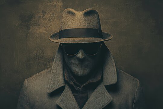 Invisible man in trench coat and glasses concept