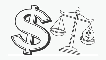 hand drawn vector illustration of a dollar sign