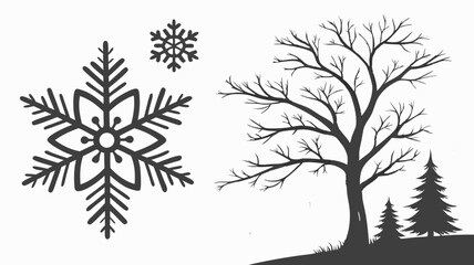 set of black silhouettes of trees