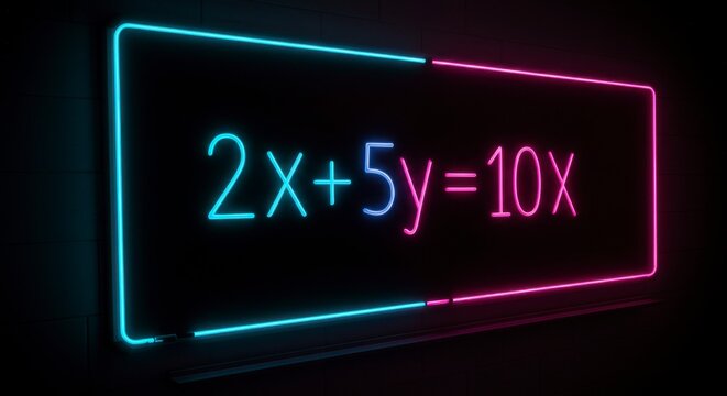 Neon sign displaying a mathematical equation
