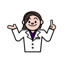 Doctor, Pharmacist, nurse, healthcare worker character with lab coat. Flat Cartoon Vector Illustration.