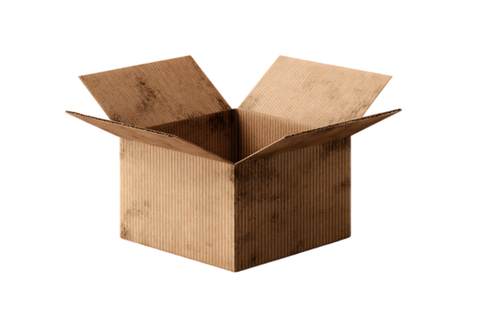 Open Cardboard Box Empty Unboxing Corrugated Container Shipping Carton Moving Isolated Package Template