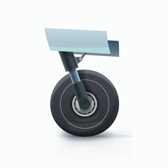 an airplane wheel side view on white
